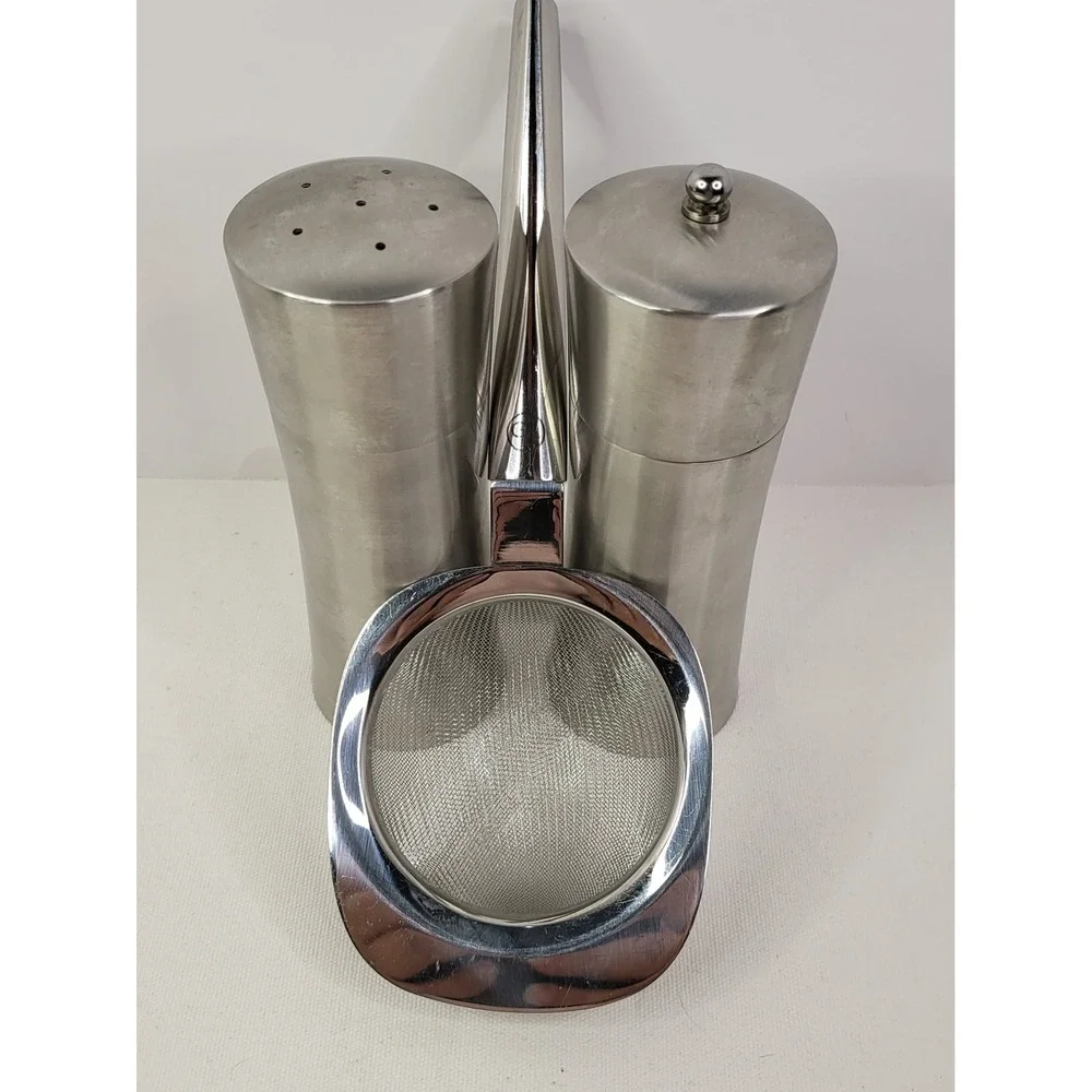 Giada De Laurentiis Stainless Steel Fine Mesh Strainer & Salt Pepper Shaker Set